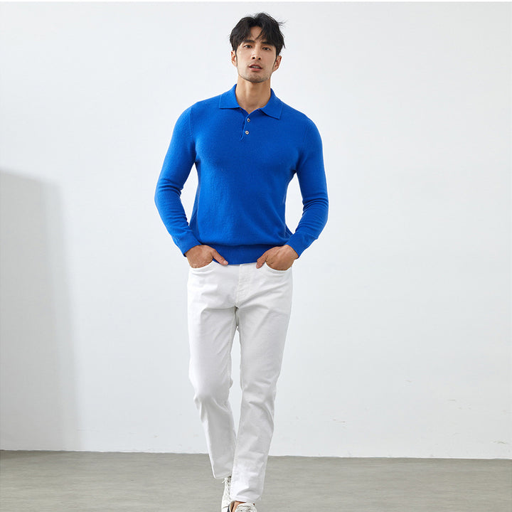 Men's Luxury 100% Cashmere Polo Sweater