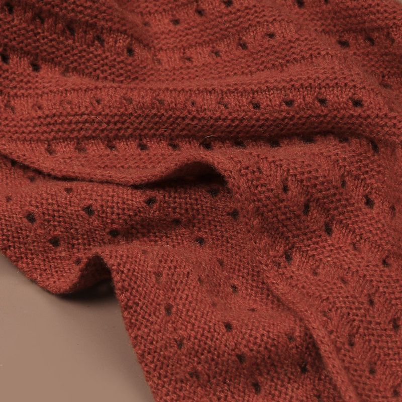 100% Pure Cashmere Pom-Pom Long Triangle Scarf Wrap