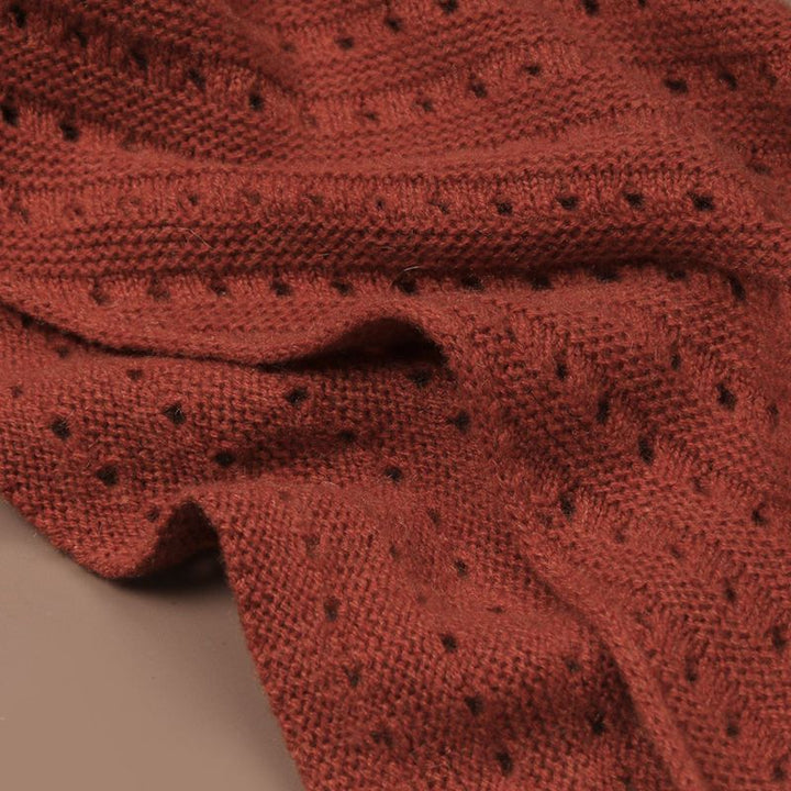 100% Pure Cashmere Pom-Pom Long Triangle Scarf Wrap