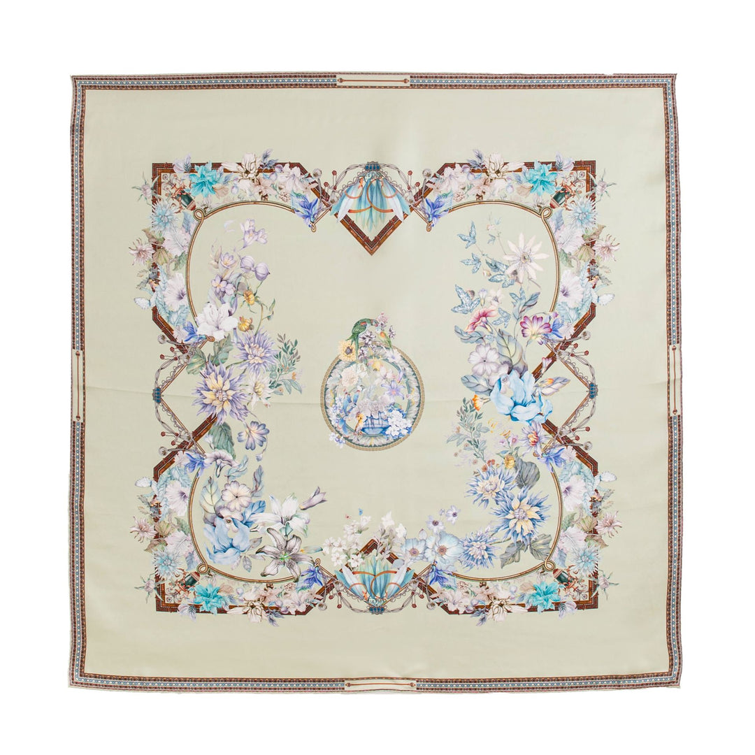 35" x 35" Floral Printed Large Silk Sqaure Scarf Women's Mulberry Silk Head Wrap