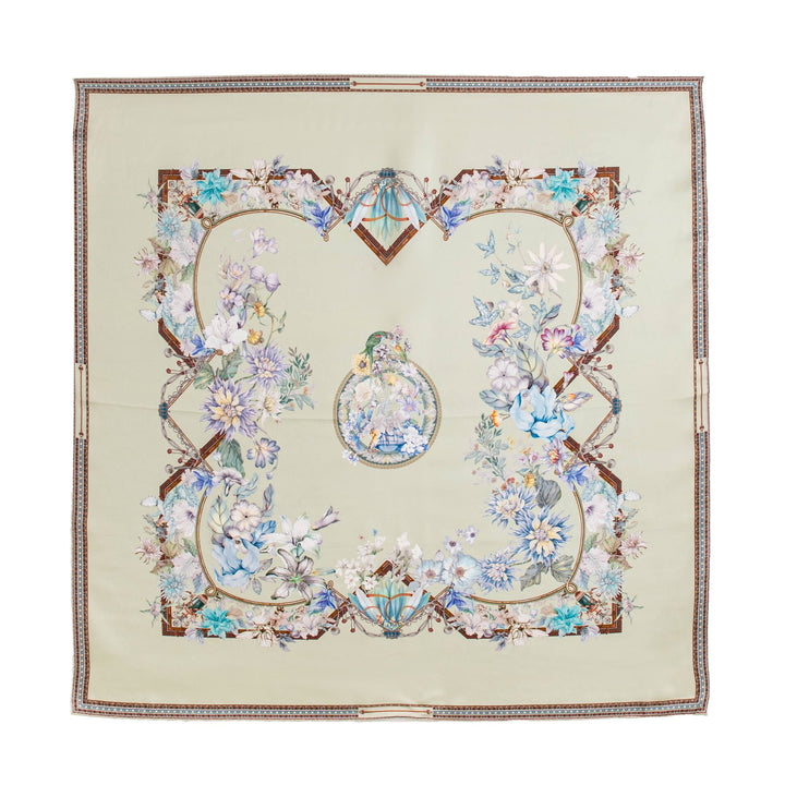 35" x 35" Floral Printed Large Silk Sqaure Scarf Women's Mulberry Silk Head Wrap