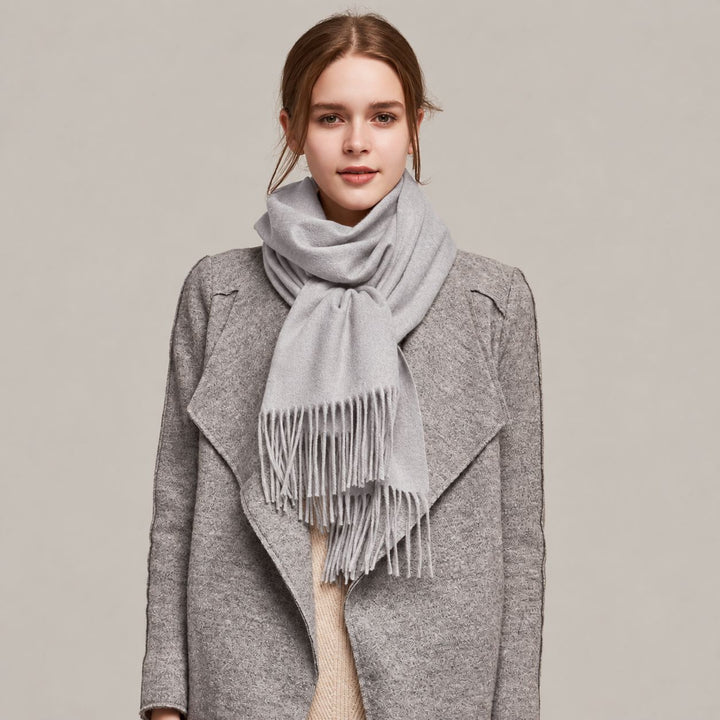 Classic Long Cashmere Scarf with Tassels