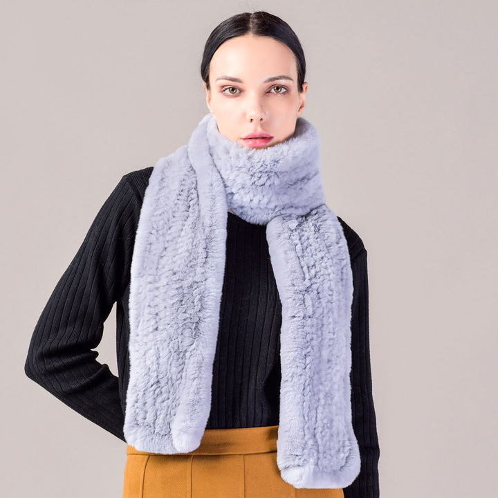 Real Rabbit Fur Scarf Women Winter Soft Warm Fashion Long Scarves