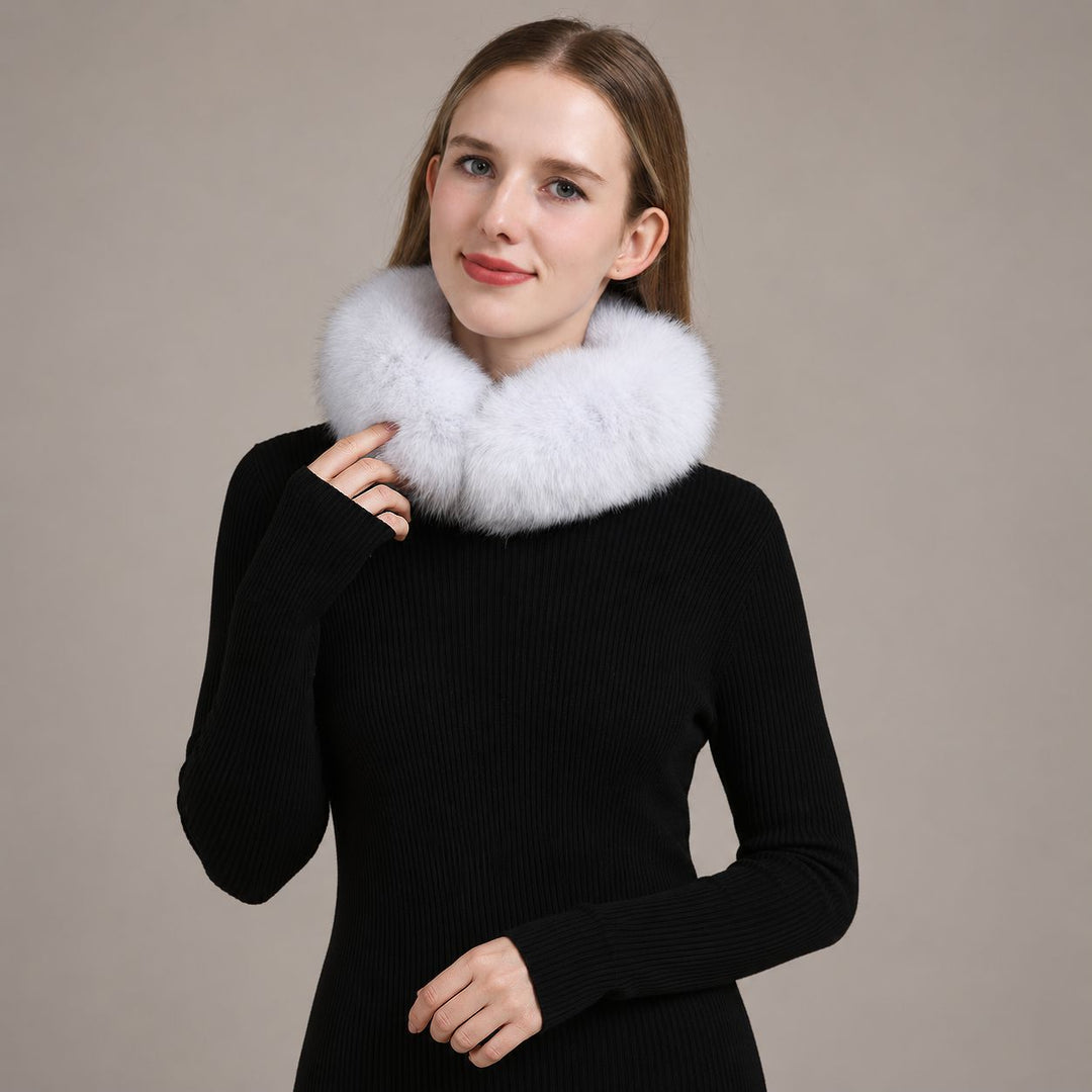 Women’s Real Fox Fur Collar Scarf Genuine Plush Winter Neck Warmer Wrap
