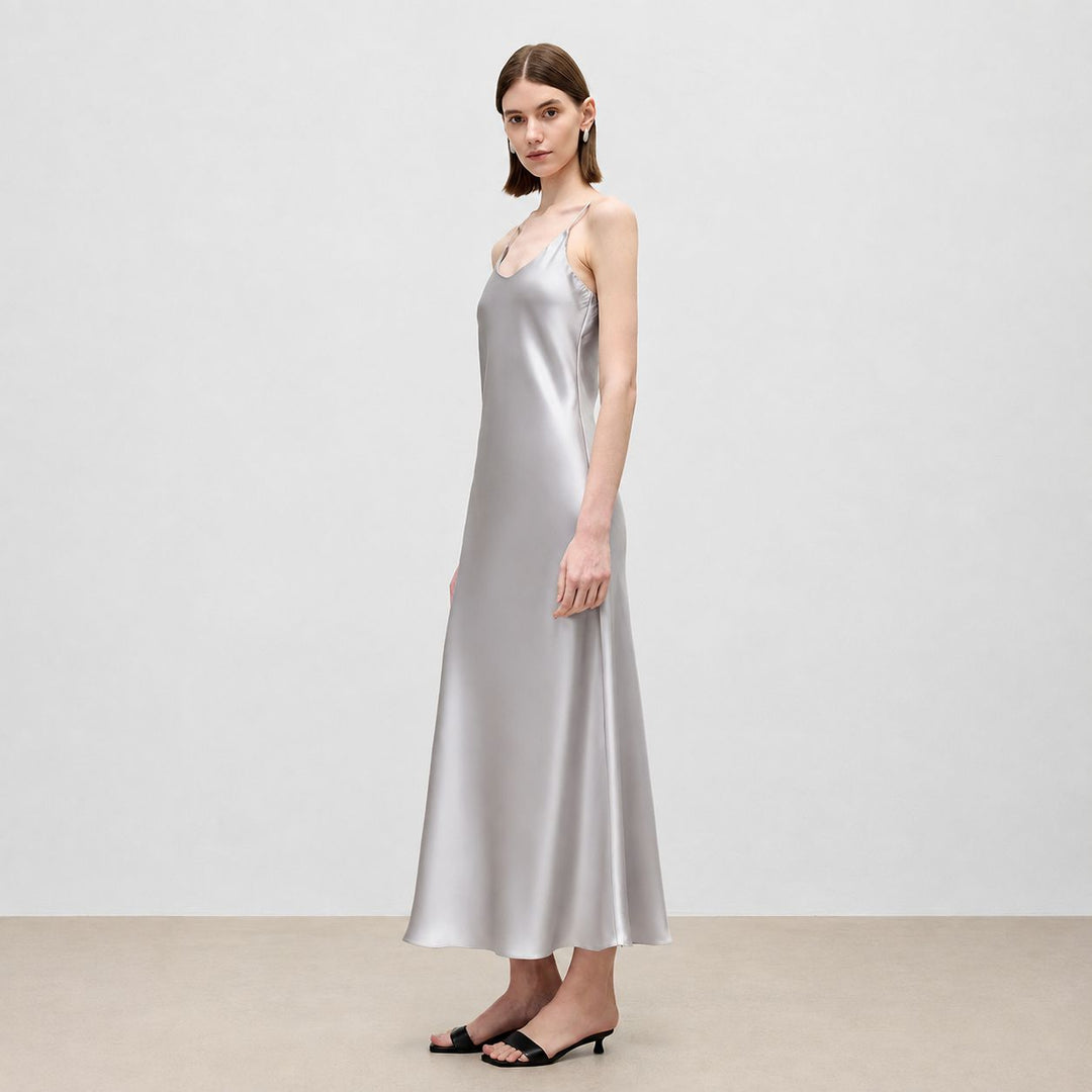 Mulberry Silk V-Neck Long Slip Dress