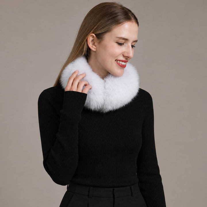 Women’s Real Fox Fur Collar Scarf Genuine Plush Winter Neck Warmer Wrap
