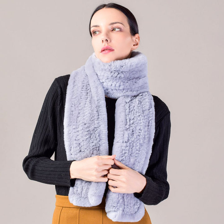 Real Rabbit Fur Scarf Women Winter Soft Warm Fashion Long Scarves