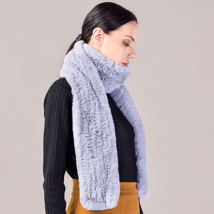 Real Rabbit Fur Scarf Women Winter Soft Warm Fashion Long Scarves