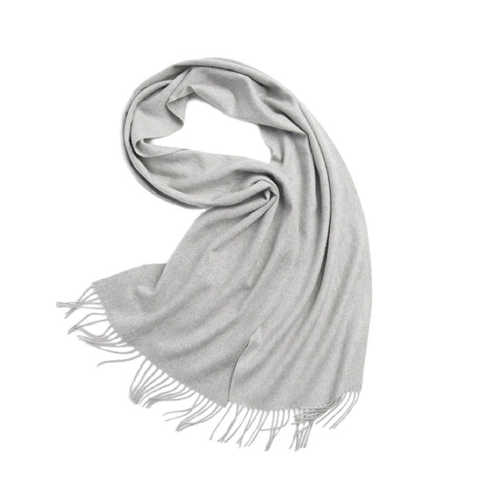 Basic Solid Color Long Cashmere Scarf with Tassels