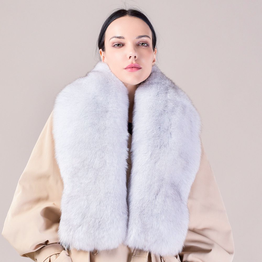 Women's Large Size Real Fox Fur Scarf Winter Luxury Warm Fur Collar