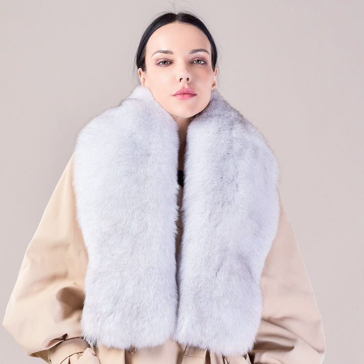 Women's Large Size Real Fox Fur Scarf Winter Luxury Warm Fur Collar