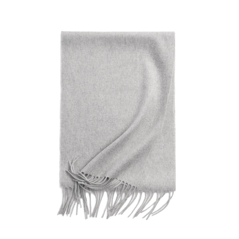 Basic Solid Color Long Cashmere Scarf with Tassels