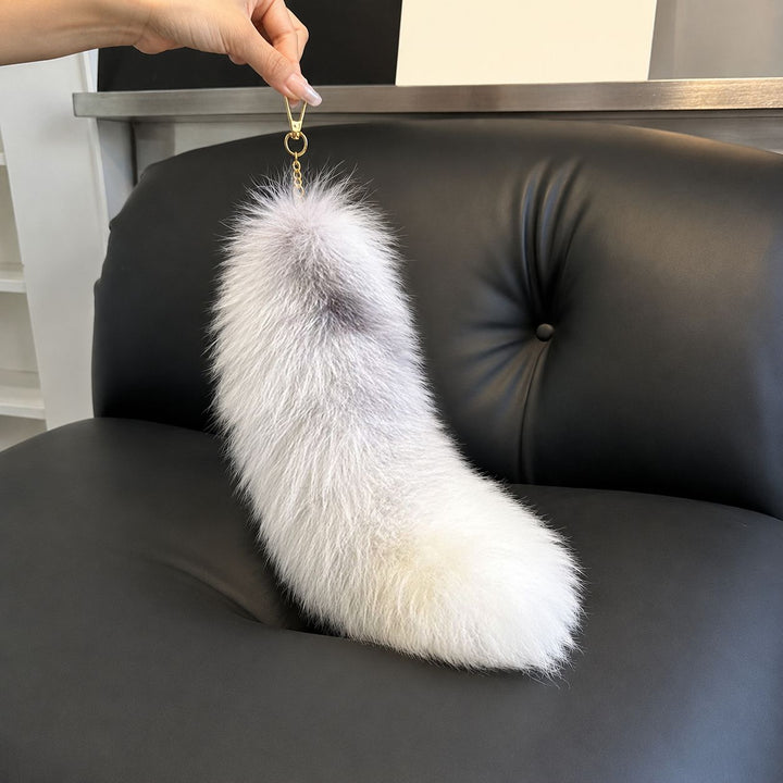 Luxury Real Fox Fur Tail Keychain Long Fluffy Bag Charm