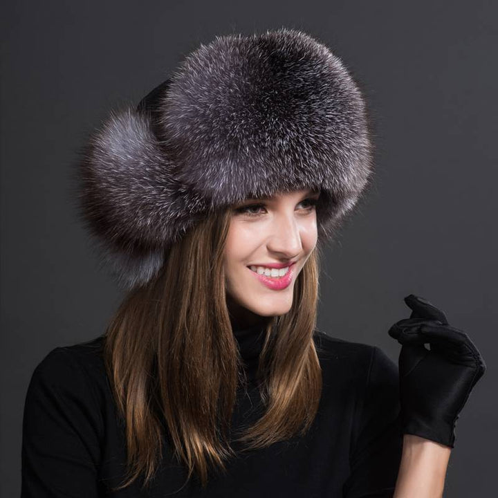 Real Fox Fur Trapper Hats for Women Winter Outdoor Cold Weather Fluffy Fuzzy Furry Genuine Fur Hats