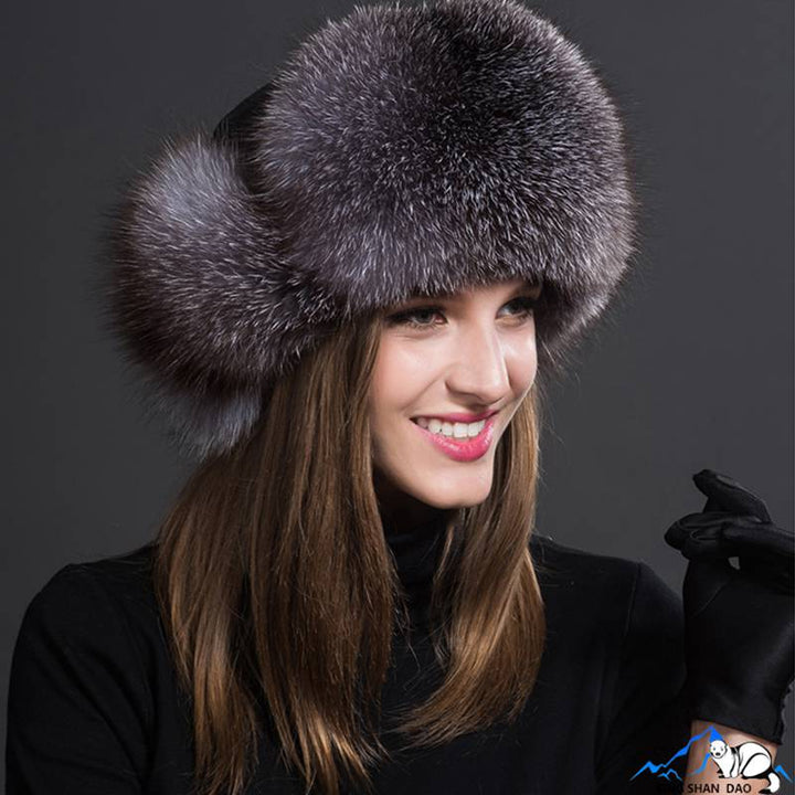 Real Fox Fur Trapper Hats for Women Winter Outdoor Cold Weather Fluffy Fuzzy Furry Genuine Fur Hats