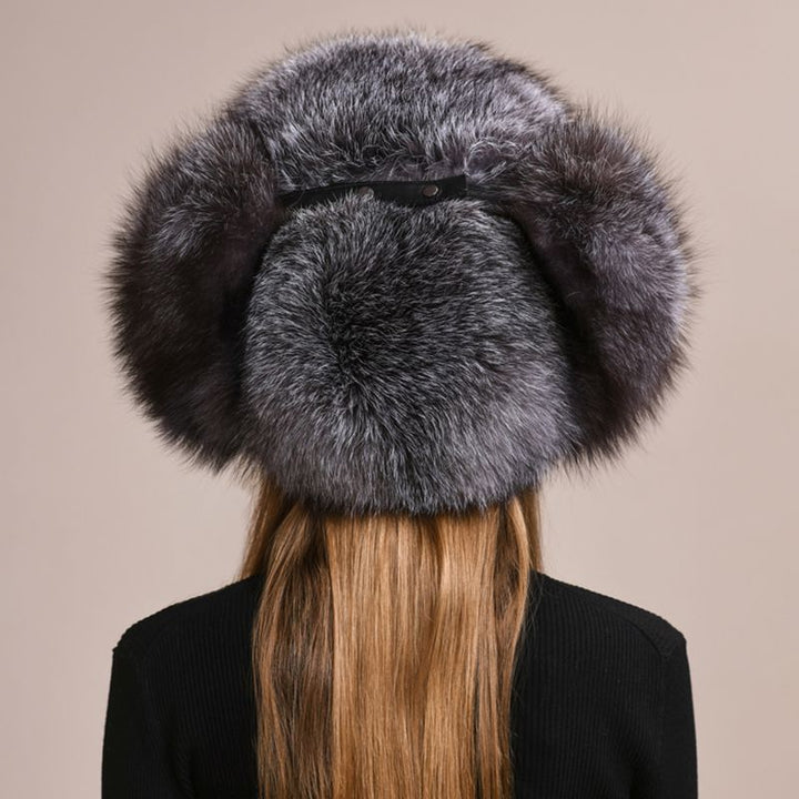 Luxury Genuine Fox Fur Trapper Hat Full Pelt Winter Pom Pom Hat Cold Wether Ushanka for Women