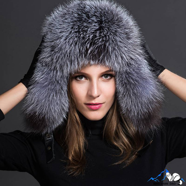 Real Fox Fur Trapper Hats for Women Winter Outdoor Cold Weather Fluffy Fuzzy Furry Genuine Fur Hats