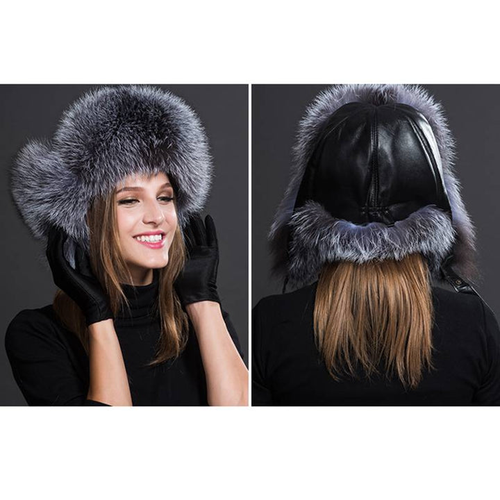 Real Fox Fur Trapper Hats for Women Winter Outdoor Cold Weather Fluffy Fuzzy Furry Genuine Fur Hats