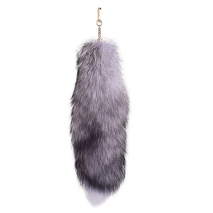 Natural Color Real Fox Fur Tail Keychain Oversized Fluffy Plush Bag Charm