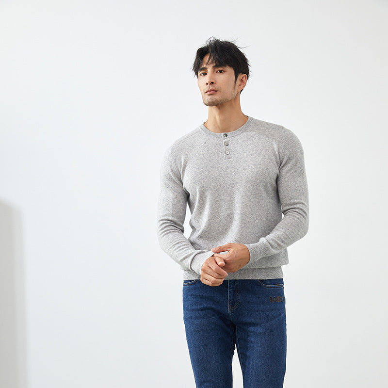 Men's Premium 100% Cashmere Henley Sweater