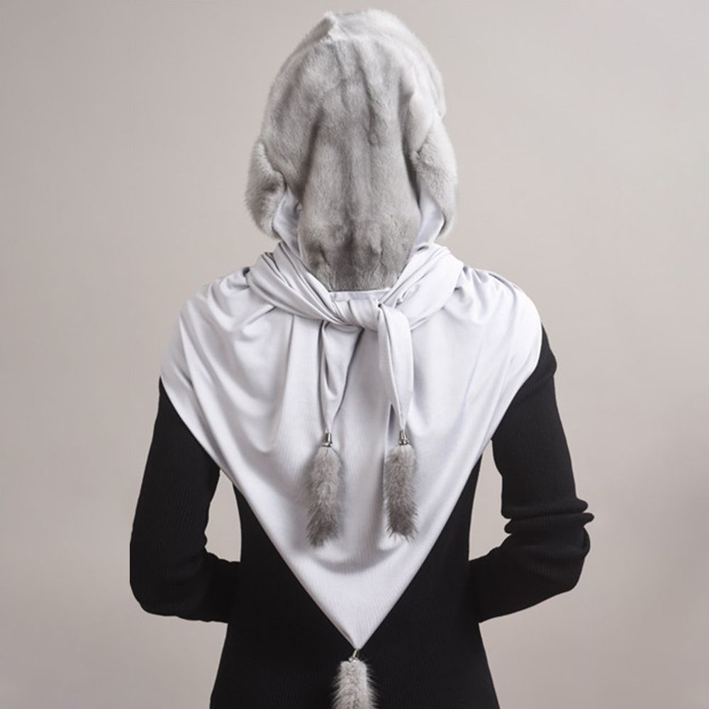 Luxury Real Mink Fur Hooded Hat with Scarf Elegant Winter Fur Hood for Women