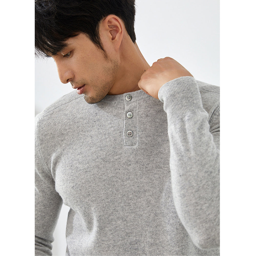 Men's Premium 100% Cashmere Henley Sweater