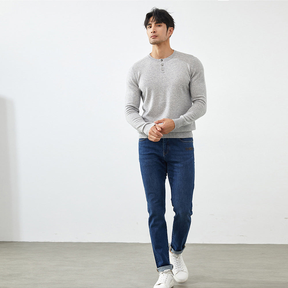 Men's Premium 100% Cashmere Henley Sweater