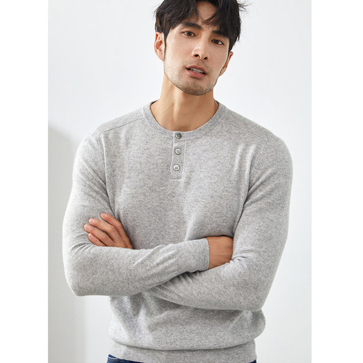 Men's Premium 100% Cashmere Henley Sweater