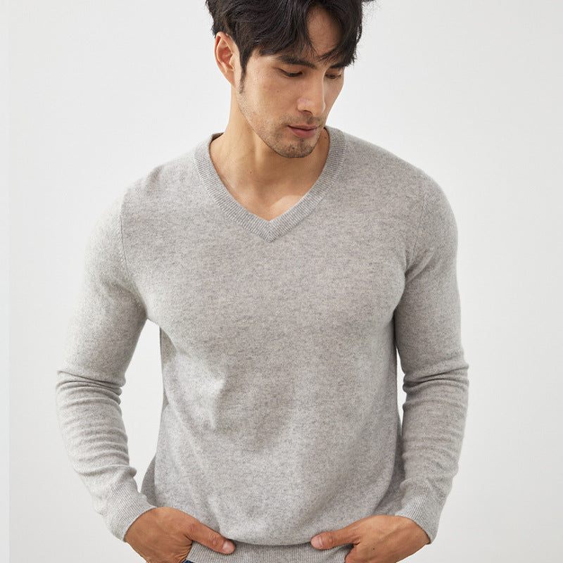 Men's Classic V-Neck 100% Cashmere Pullover Sweater