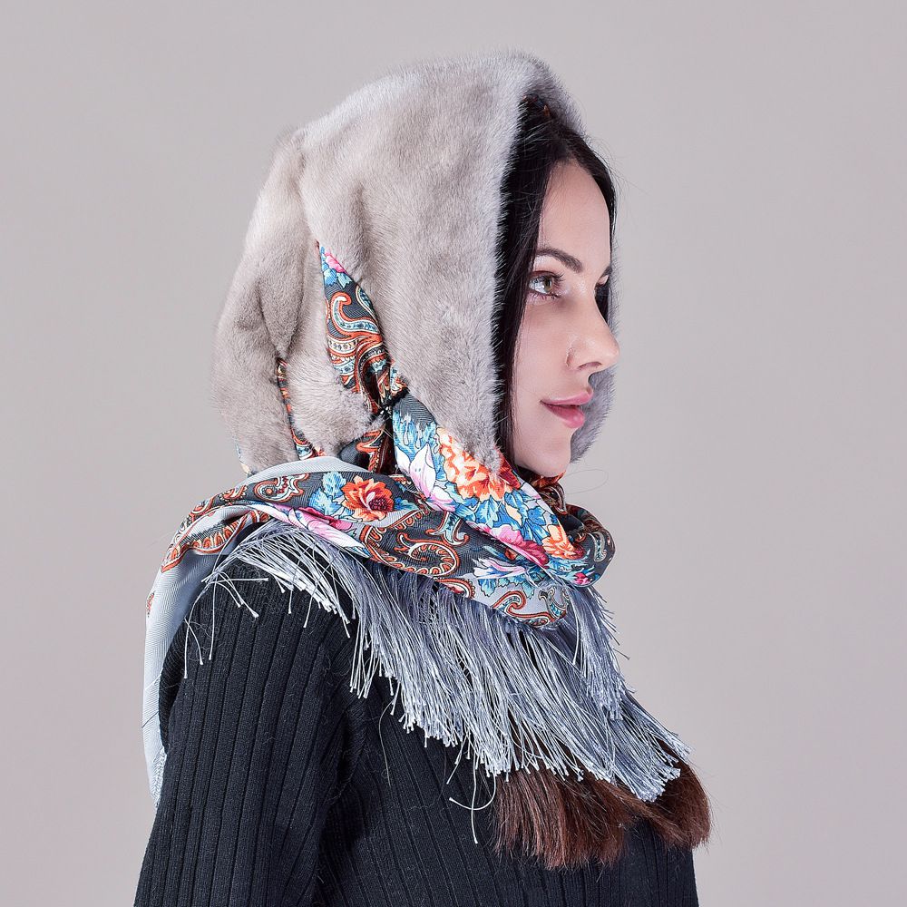 Luxury Real Mink Fur Hooded Hat with Scarf Elegant Winter Fur Hood for Women