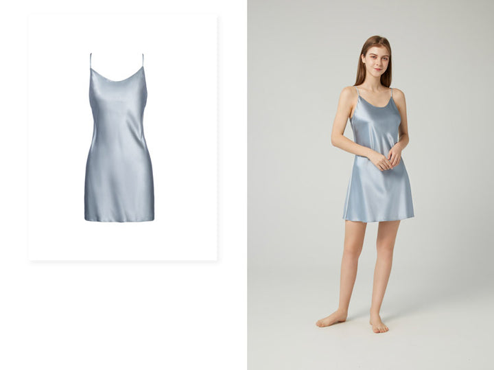 Double-Sided Silky Scoop Neckline Mulberry Silk Chemise for Women LSP005