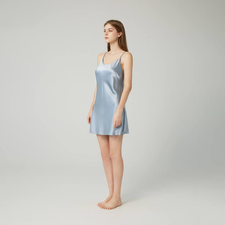 Double-Sided Silky Scoop Neckline Mulberry Silk Chemise for Women LSP005