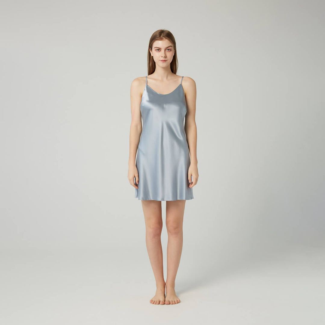 Double-Sided Silky Scoop Neckline Mulberry Silk Chemise for Women LSP005