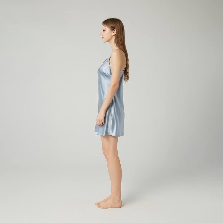 Double-Sided Silky Scoop Neckline Mulberry Silk Chemise for Women LSP005