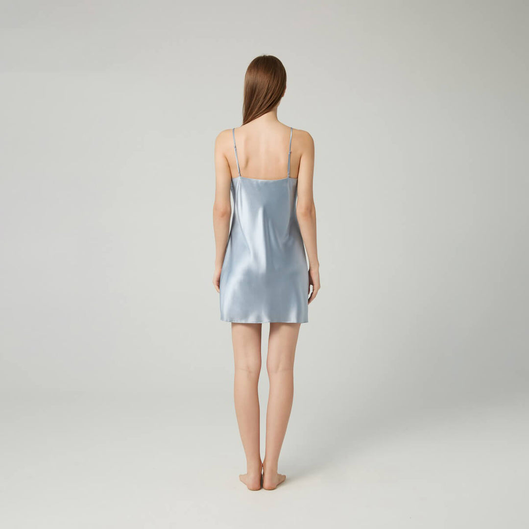 Double-Sided Silky Scoop Neckline Mulberry Silk Chemise for Women LSP005