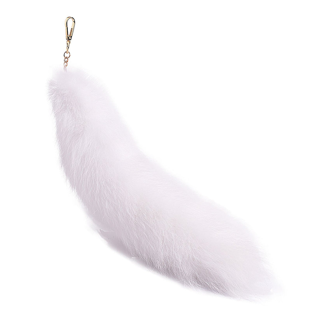 Natural Color Real Fox Fur Tail Keychain Oversized Fluffy Plush Bag Charm