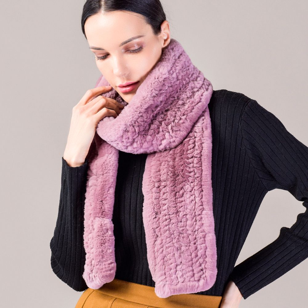 Real Rabbit Fur Scarf Women Winter Soft Warm Fashion Long Scarves