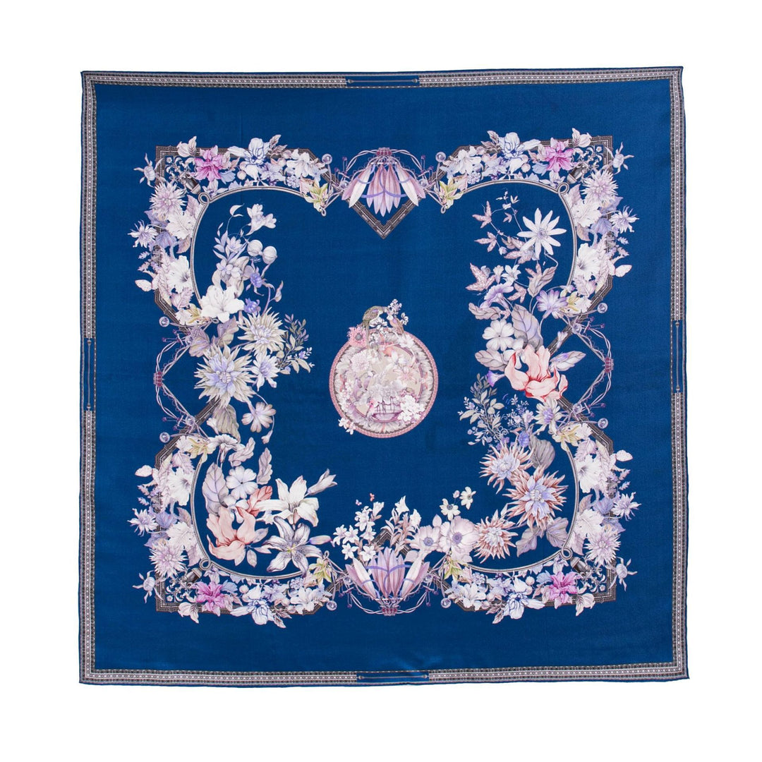 35" x 35" Floral Printed Large Silk Sqaure Scarf Women's Mulberry Silk Head Wrap
