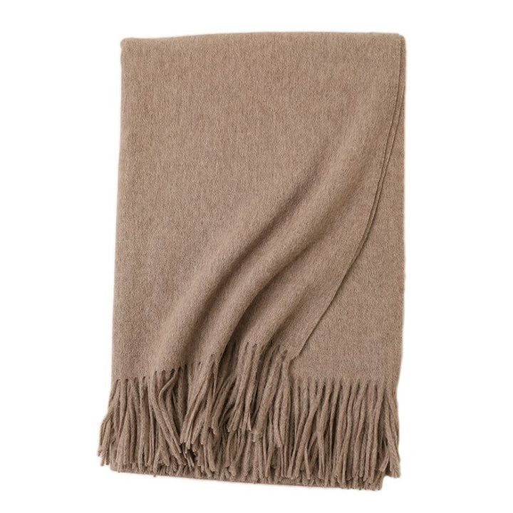 Oversized Soft Fringed 100% Cashmere Shawl Blanket Wrap for Travel