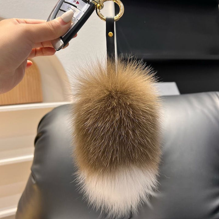 Cute Small Tail Real Fox Fur Keychain Luxury Fluffy Fur Bag Charm