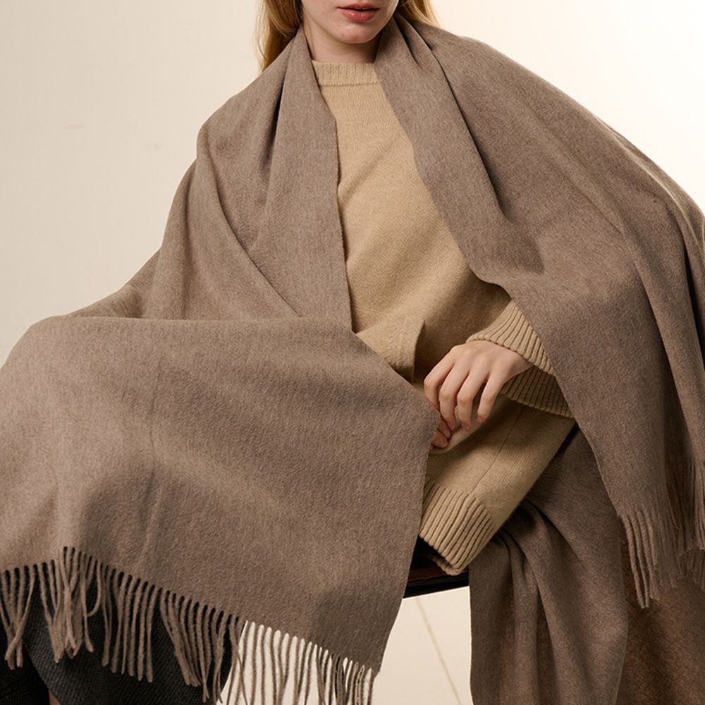 Oversized Soft Fringed 100% Cashmere Shawl Blanket Wrap for Travel