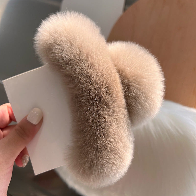 Large Fluffy Rabbit Fur Claw Clip