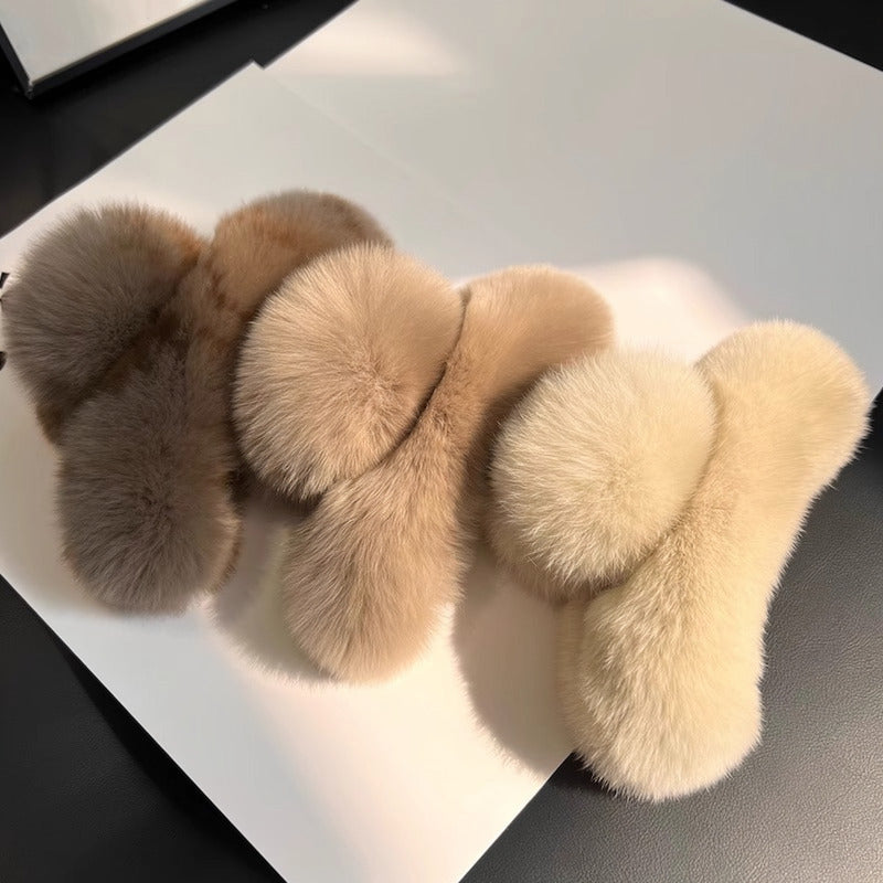 Large Fluffy Rabbit Fur Claw Clip