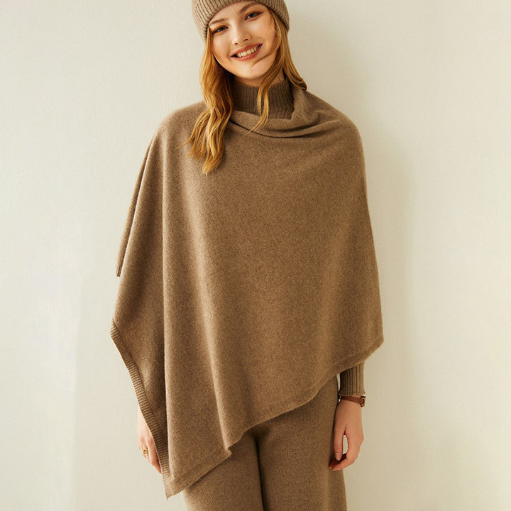 Luxurious Asymmetrical Cashmere Poncho Soft Cozy Layering Wrap