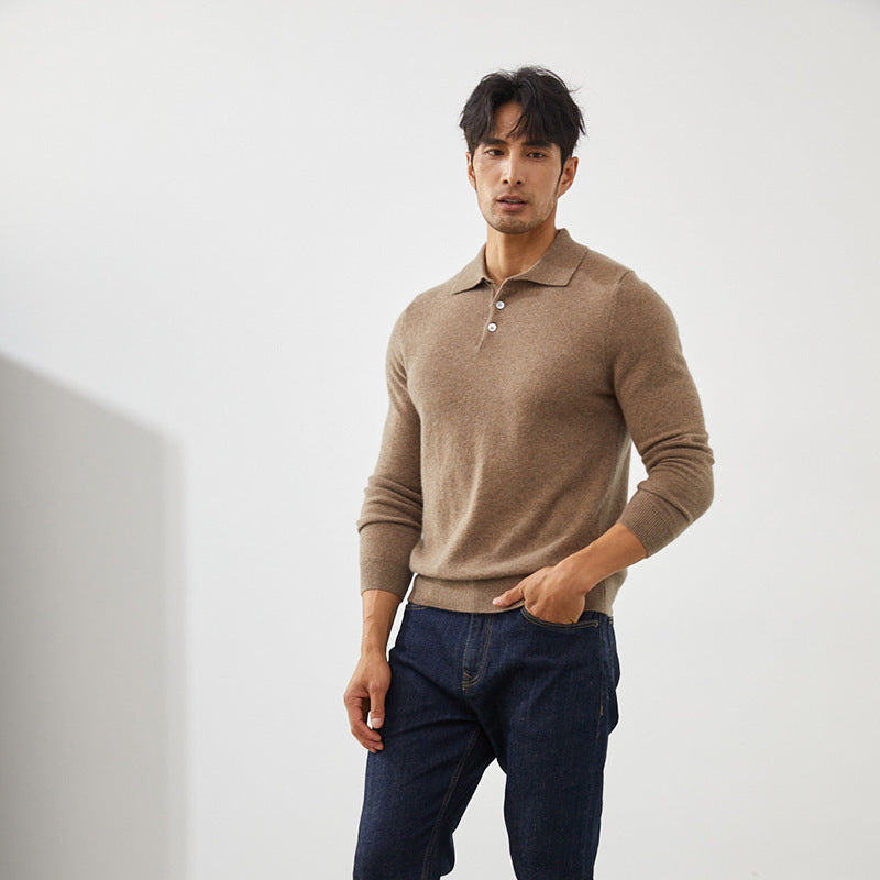 Men's Luxury 100% Cashmere Polo Sweater