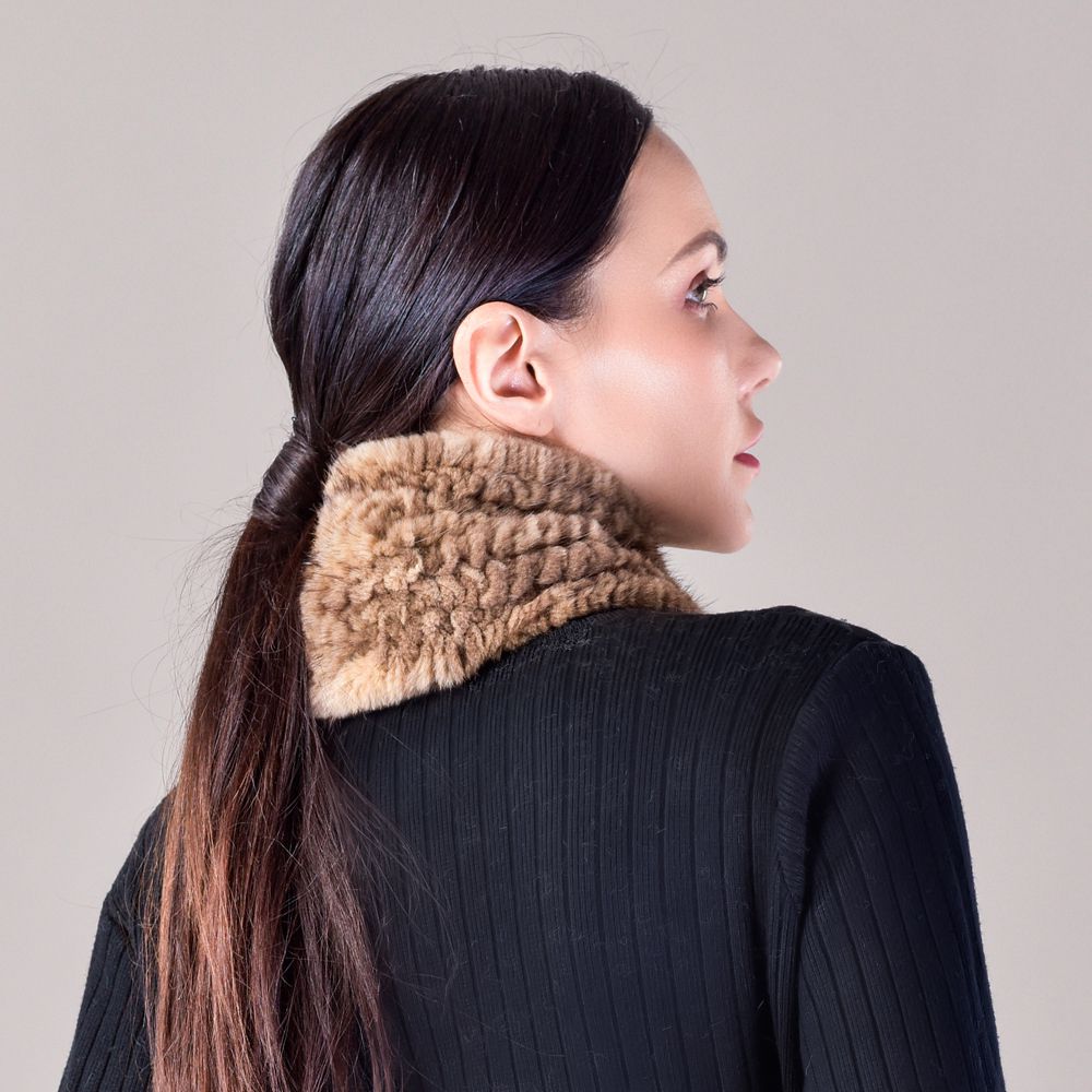 Real Mink Fur Knitted Scarf for Women Luxury Winter Neck Wrap