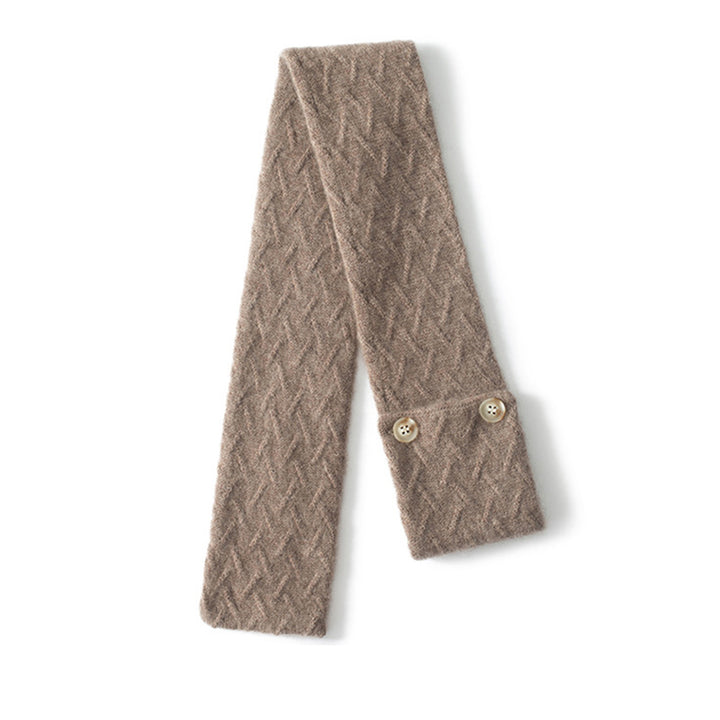 Cozy Pure Cashmere Chunky Knit Buttoned Scarf