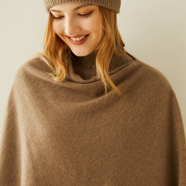 Luxurious Asymmetrical Cashmere Poncho Soft Cozy Layering Wrap