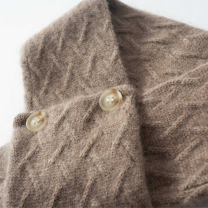 Cozy Pure Cashmere Chunky Knit Buttoned Scarf