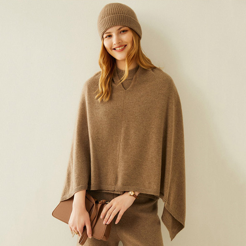 Luxurious Asymmetrical Cashmere Poncho Soft Cozy Layering Wrap